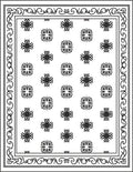 Intricate Black Floral Motif Bordered Rug