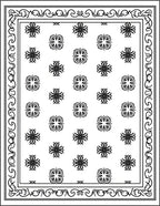 Intricate Black Floral Motif Bordered Rug