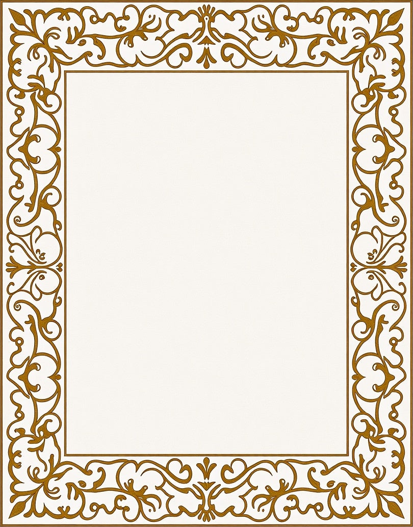 Gilded Gold Floral Scroll Frame Rug