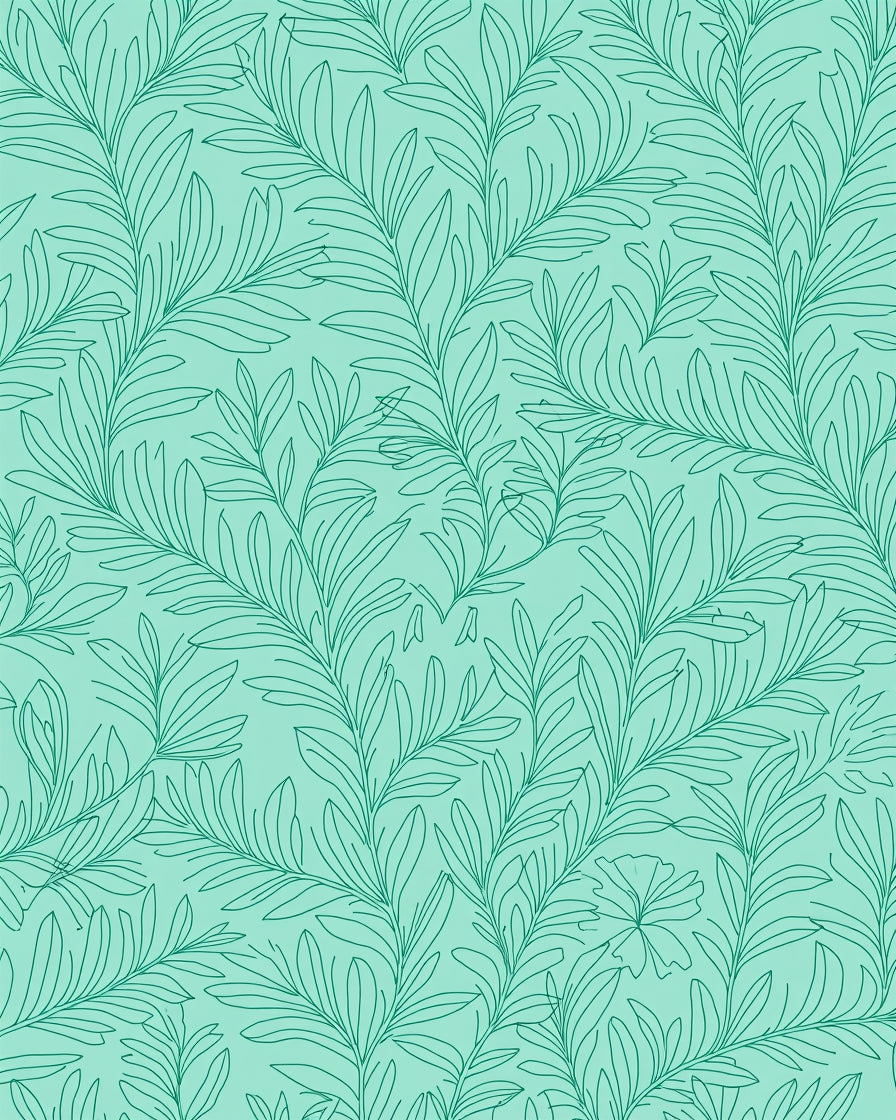 Teal Foliage Contour Art Rug