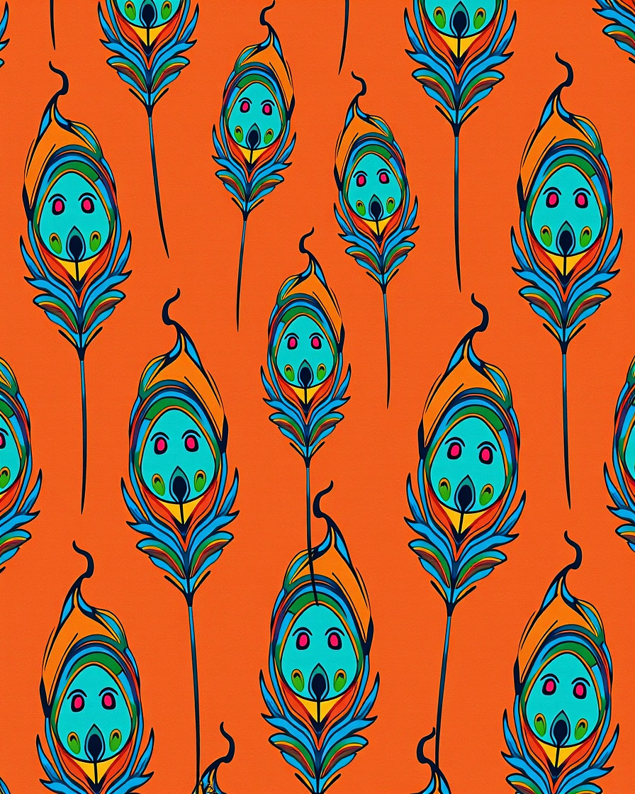 Vibrant Peacock Feather Pattern Rug