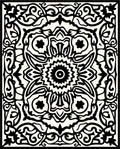 Intricate Floral Sunburst Black White Rug