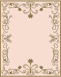 Ornate Brown Filigree Floral Border Rug