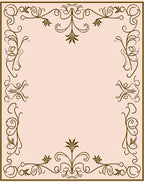 Ornate Brown Filigree Floral Border Rug