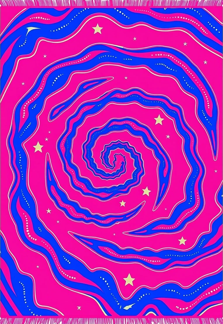Vibrant Pink Blue Swirl Starburst Rug