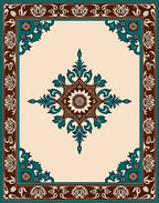 Classic Medallion Floral Border Design Rug