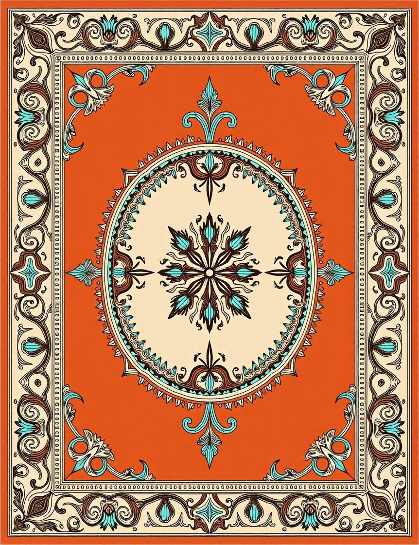 Vintage Floral Scrollwork Pattern Rug