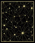 Golden Starburst Pattern Black Rug