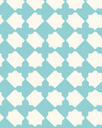 Aqua White Geometric Lattice Design Rug