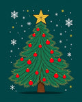 Festive Christmas Tree Star Ornaments Rug
