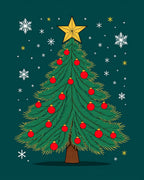 Festive Christmas Tree Star Ornaments Rug