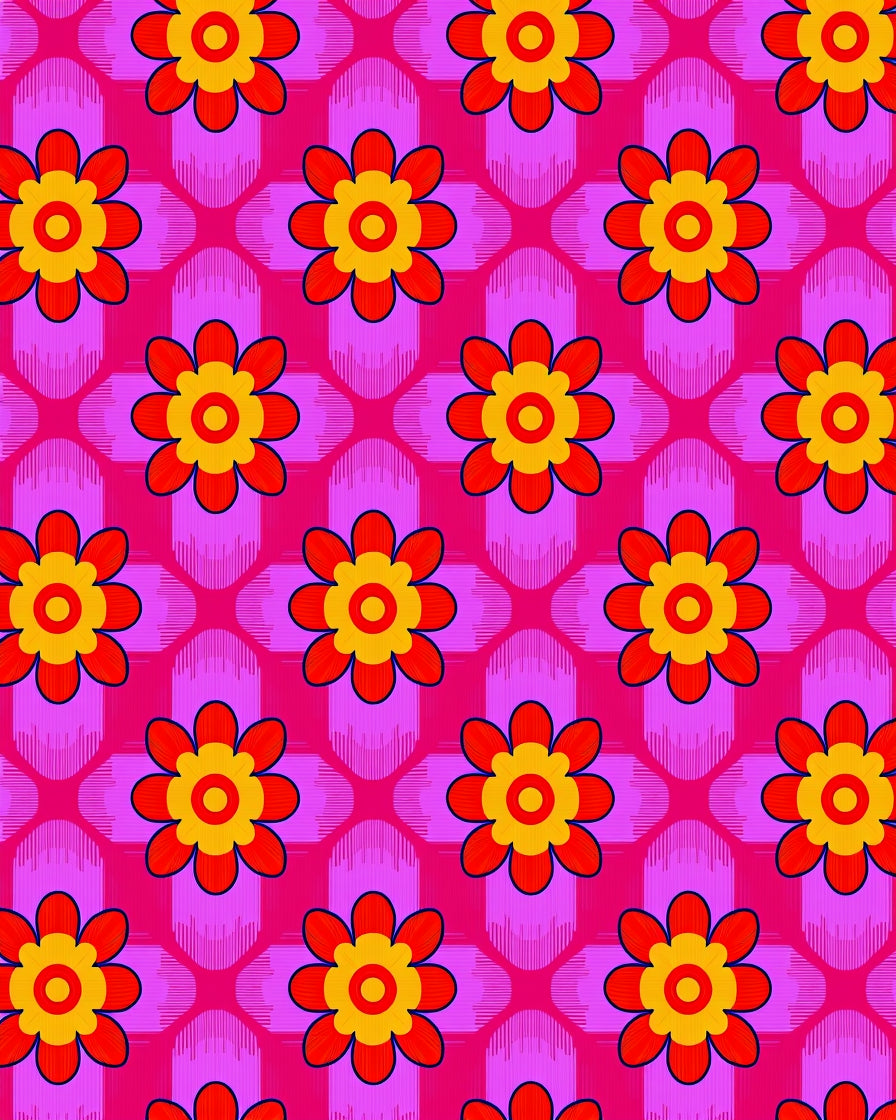 Vibrant Flower Patterned Pink Rug