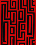 Geometric Maze Red Black Pattern Rug