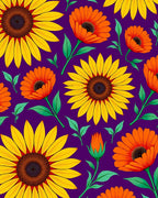 Vibrant Floral Pattern with Sunflowers Rug