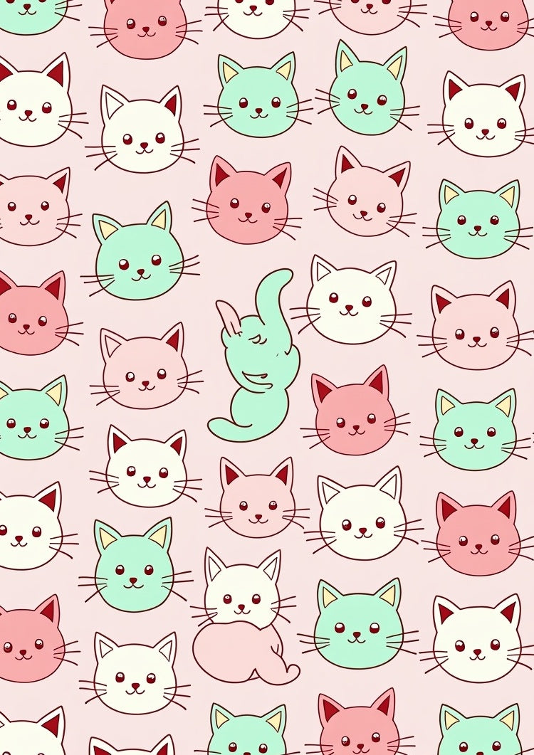 Playful Cat Faces Pattern Rug