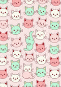 Playful Cat Faces Pattern Rug