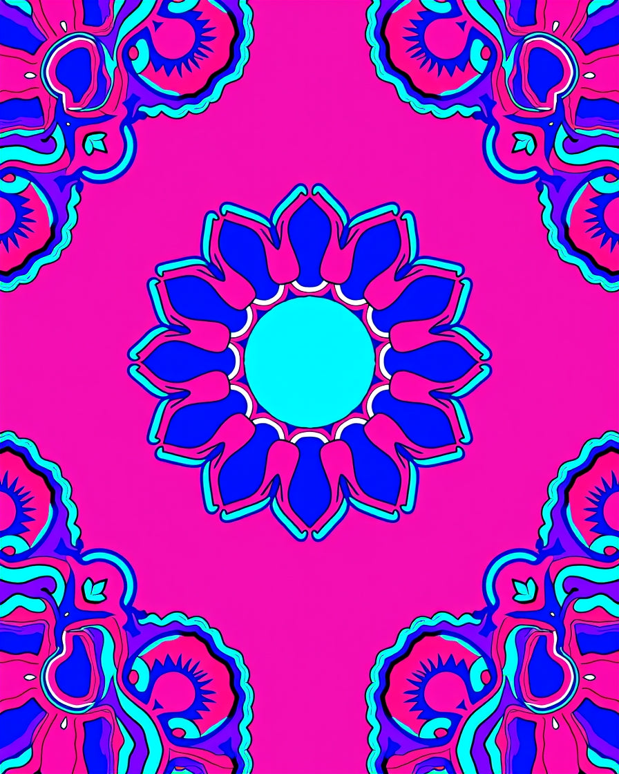 Vibrant Floral Pattern Mandala Design Rug