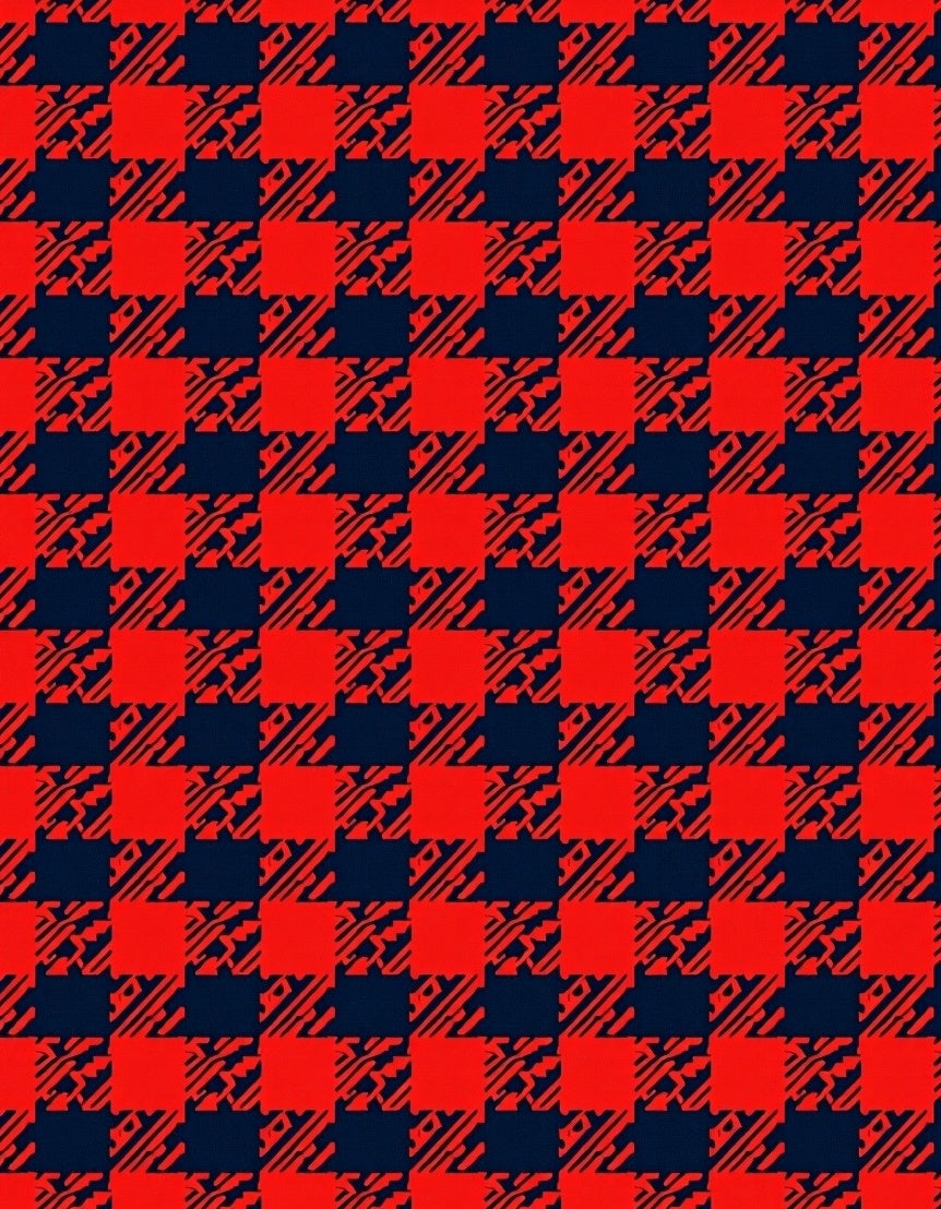 Bold Red And Navy Checkered Design Rug