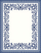 Elegant Blue Floral Border Pattern Rug