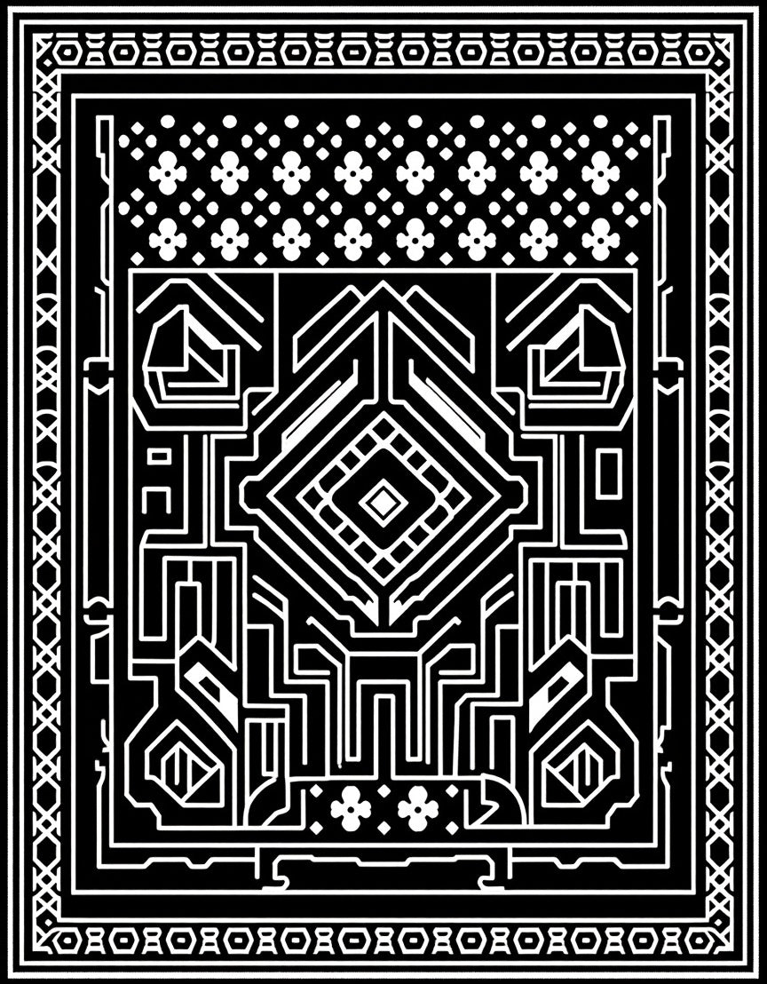 Bold Geometric Maze Pattern Rug