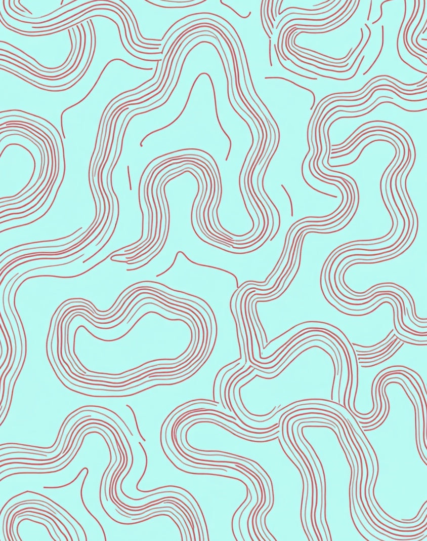Wavy Red Line Abstract Pattern Rug