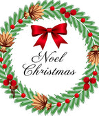 Festive Green Noel Christmas Wreath Rug