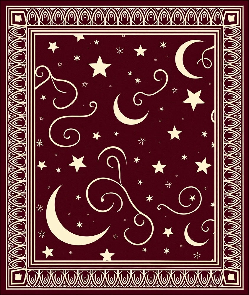 Celestial Moon Star Patterned Rug