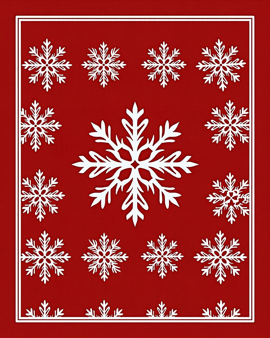 Classic Snowflakes Red Pattern Rug