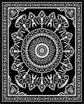 Intricate Black White Floral Mandala Design Rug