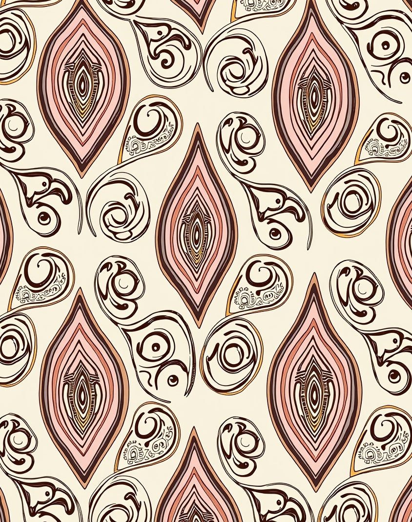 Abstract Paisley Swirls Pattern Rug