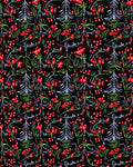 Red Berry Evergreen Folk Pattern Rug