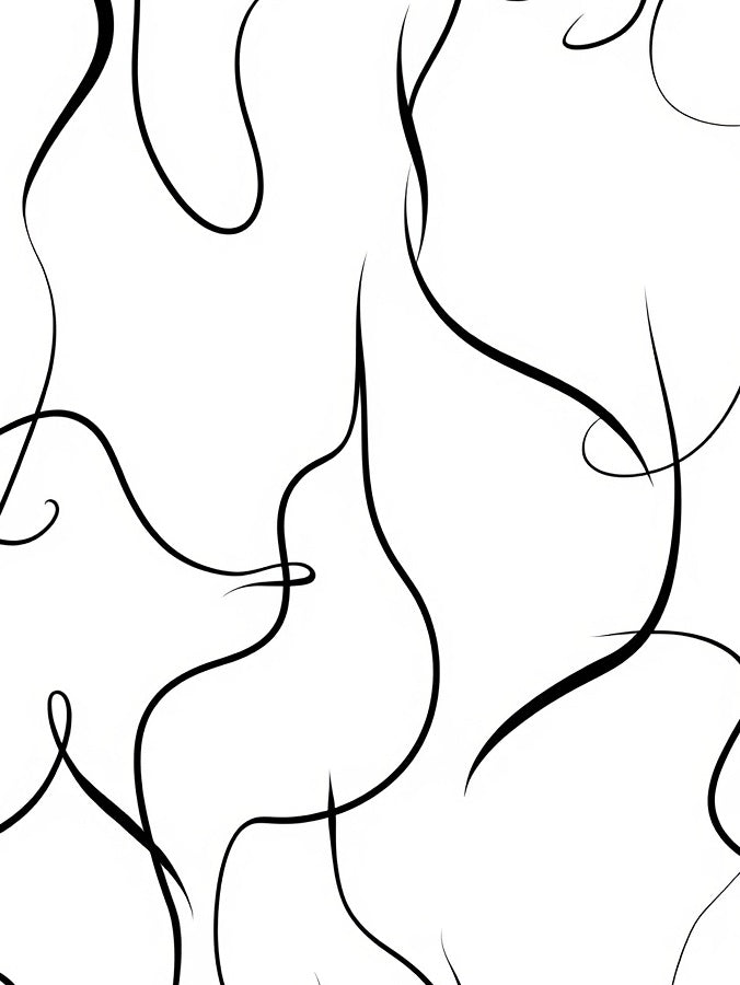 Continuous Black Line Abstract Pattern Rug