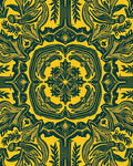 Stylized Yellow Dark Green Art Nouveau Rug