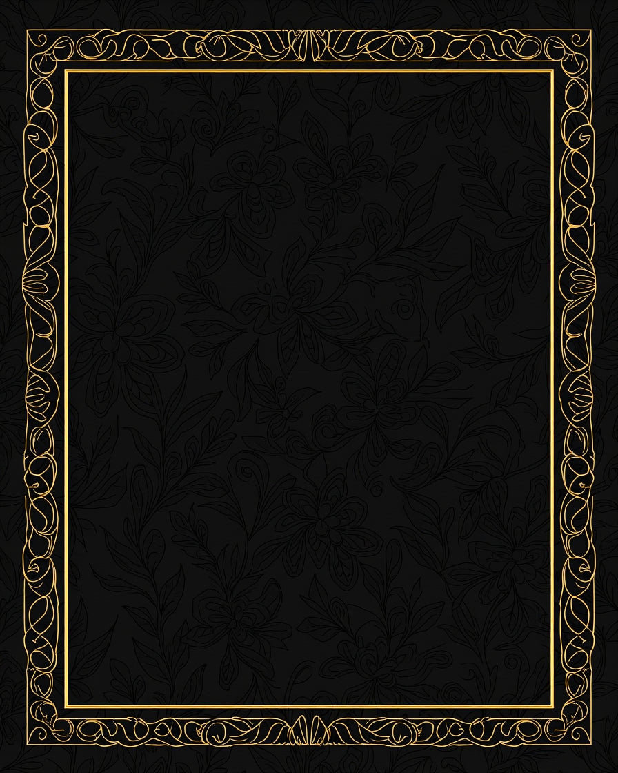 Black Floral With Gold Detailed Border Rug