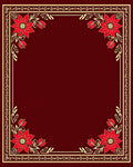 Ornate Red Floral Frame Design Rug