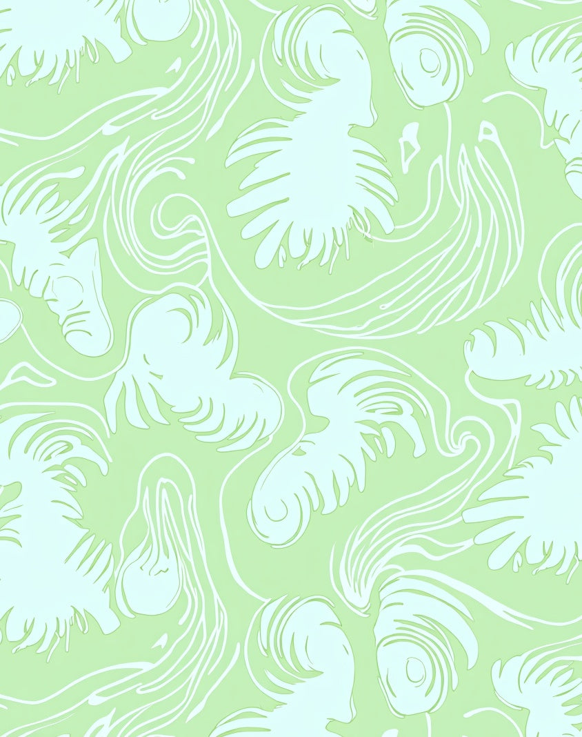 Aqua Lime Organic Swirl Art Rug