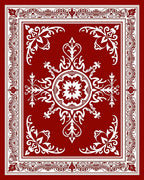 Classic Red Ornamental Floral Pattern Rug