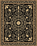 Vintage Black Gold Floral Pattern Rug