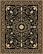 Vintage Black Gold Floral Pattern Rug