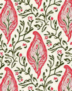 Red Floral Pattern Print Rug