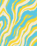 Bright Yellow Blue Cream Swirl Rug