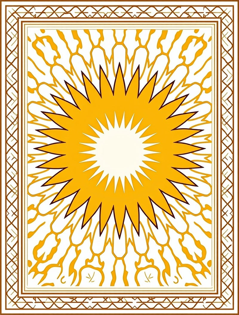 Radiant Sunburst Geometric Pattern Rug