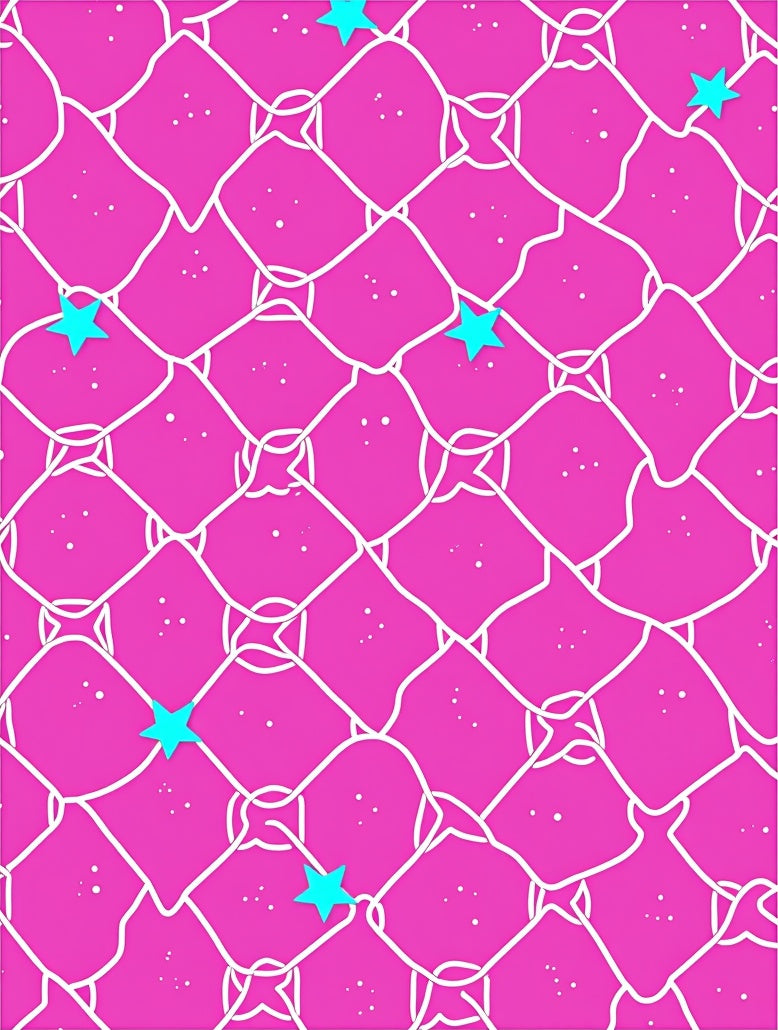 Pink Mesh With Aqua Stars Design Rug