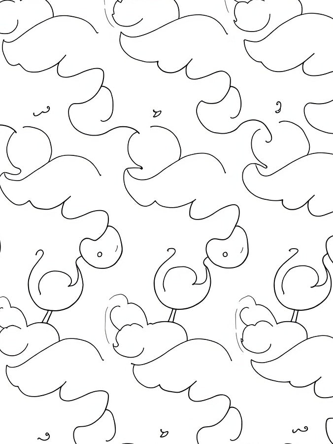 Whimsical Cloud Bird Doodle Pattern Rug