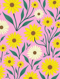 Yellow Daisy Floral Pattern Rug
