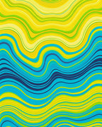 Blue Yellow Green Wavy Lines Rug