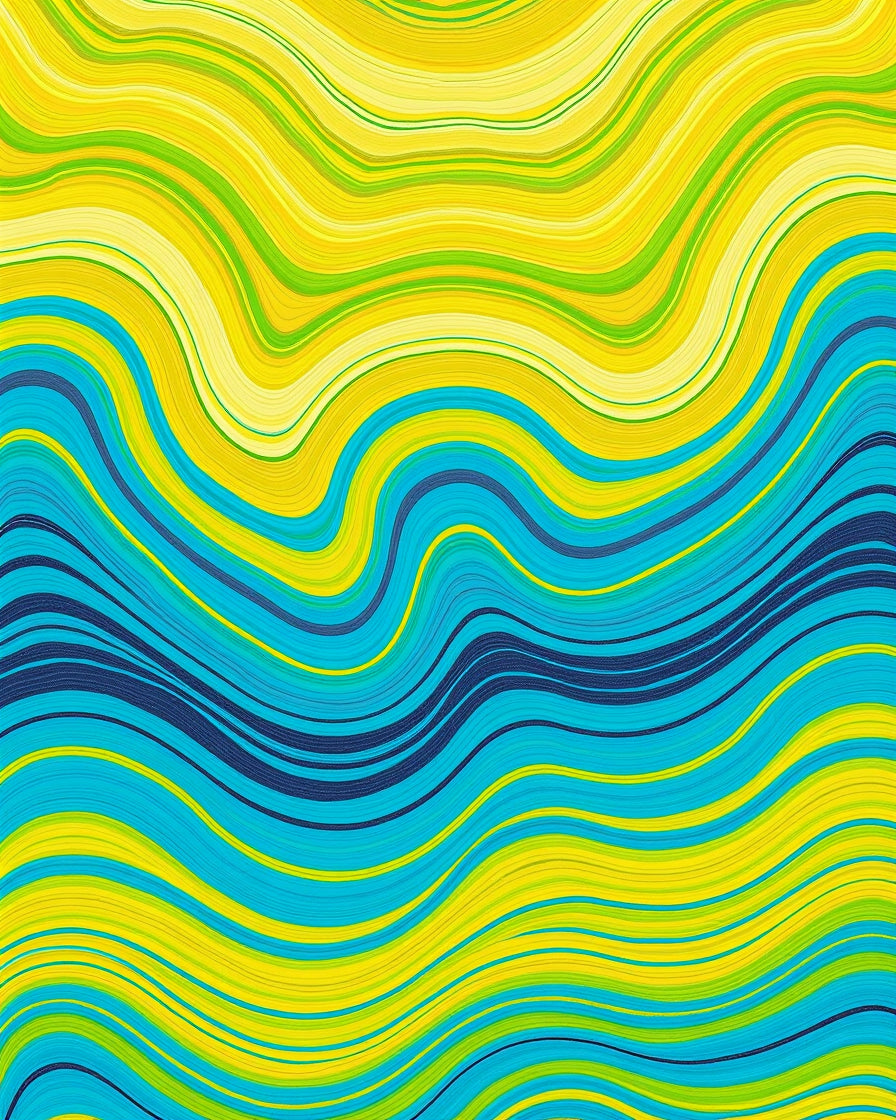 Blue Yellow Green Wavy Lines Rug