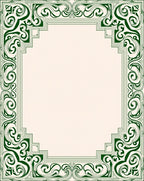 Ornate Scrollwork Green Border Design Rug