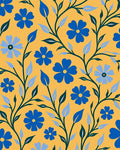 Blue Floral Vine Patterned Rug
