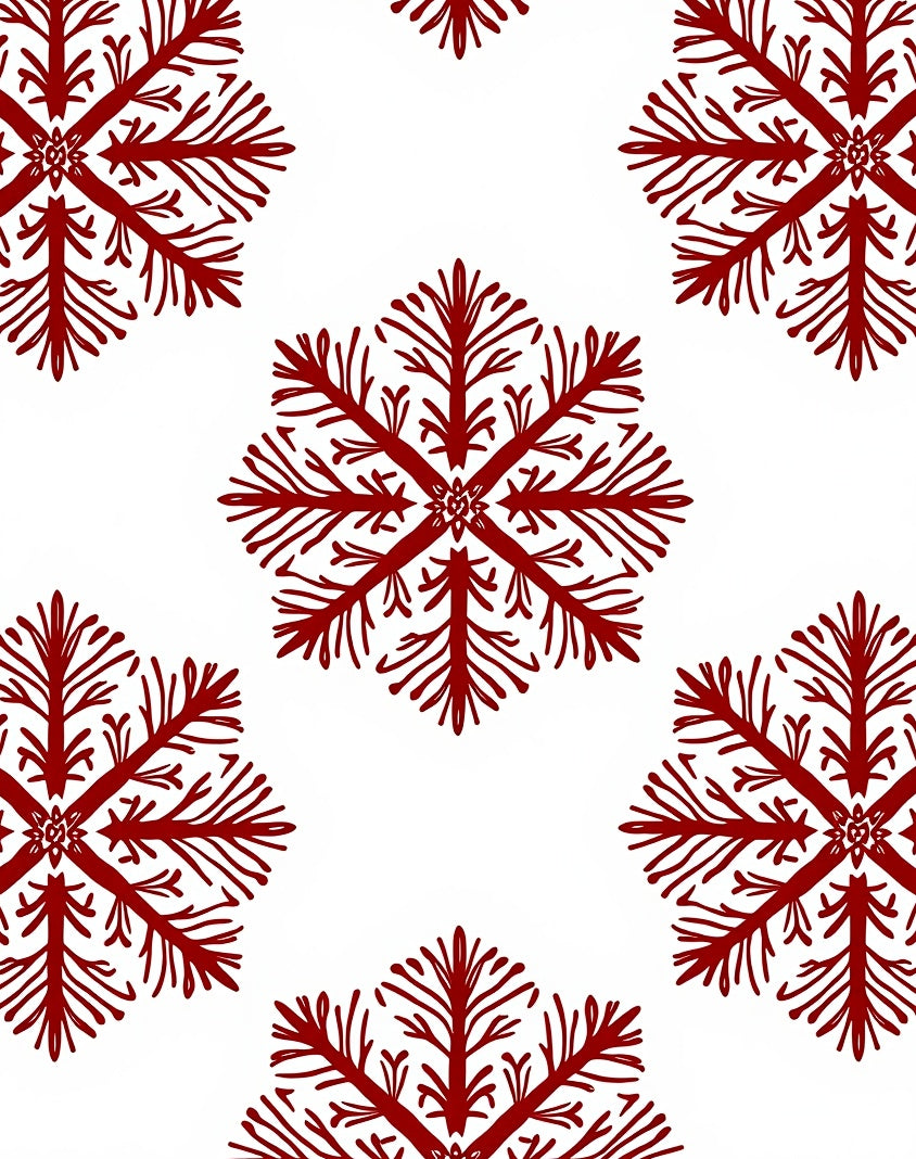 Red Snowflake Patterned Rug